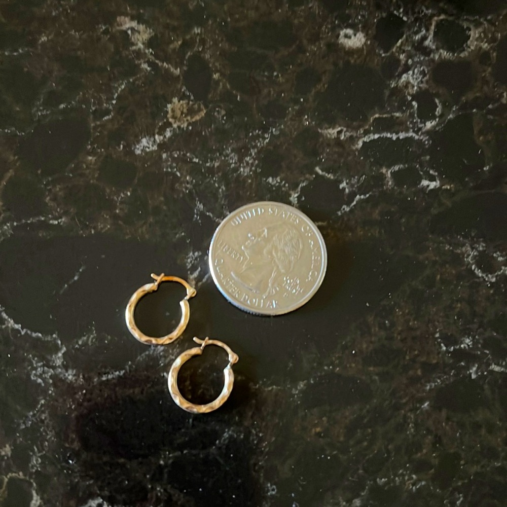 Tiny Solid Gold Hoops - image 1